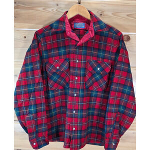 VTG Pendleton Long Sleeve Plaid Wool Shirt Men Small Red Boyd Tartan 80s READ